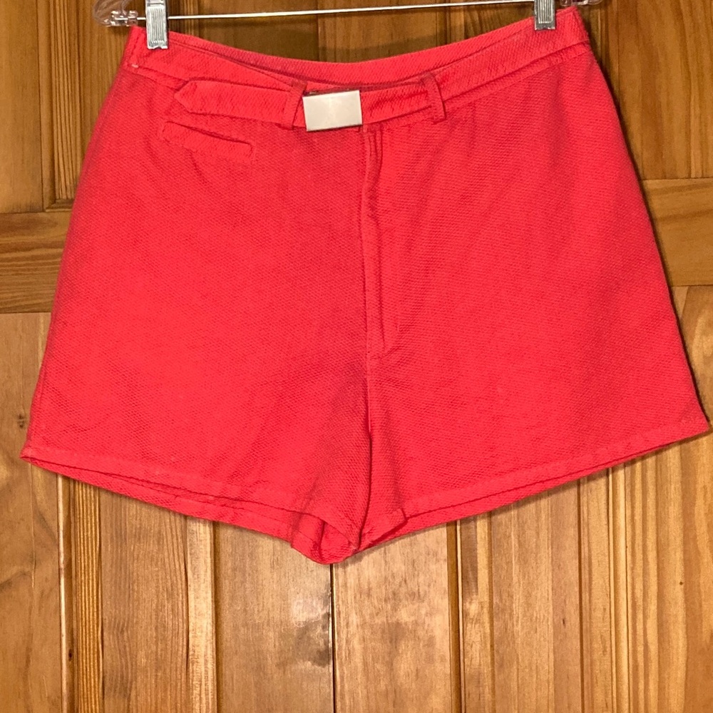 EUC Basic Editions Vintage 90s High Rise Shorts Attached Belt Red Size 12